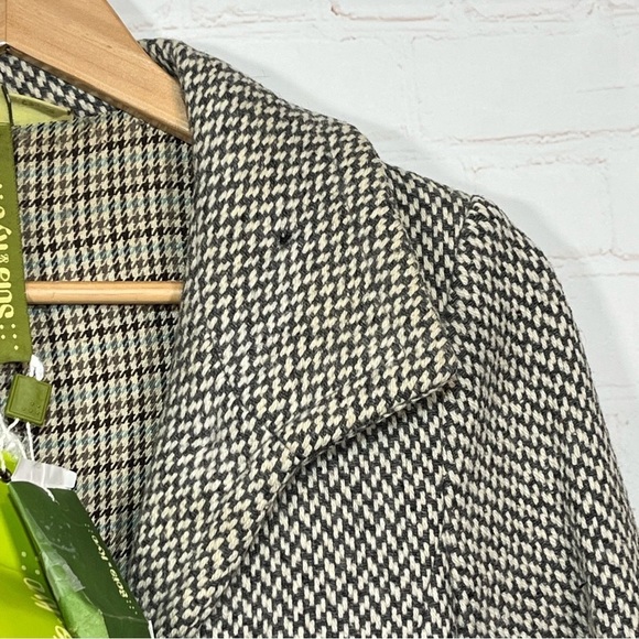 Soia & Kyo Gemma Coat Womens Small Gray Checkered Belted Peacoat Jacket NWT - Picture 7 of 16